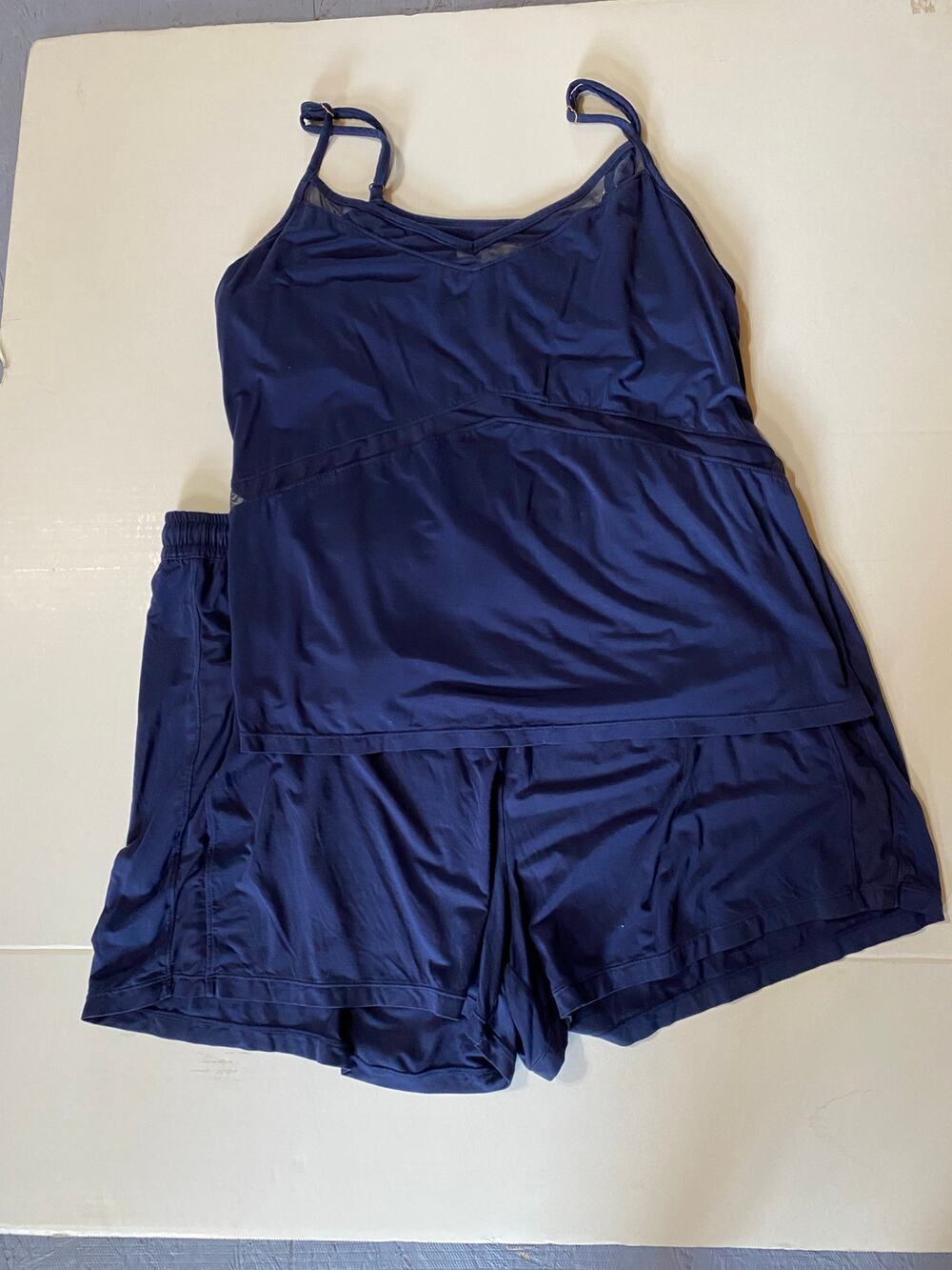 Honeylove Womens Navy Mesh Sleep Set Pajamas Blisswear Cami  and Shorts 1X